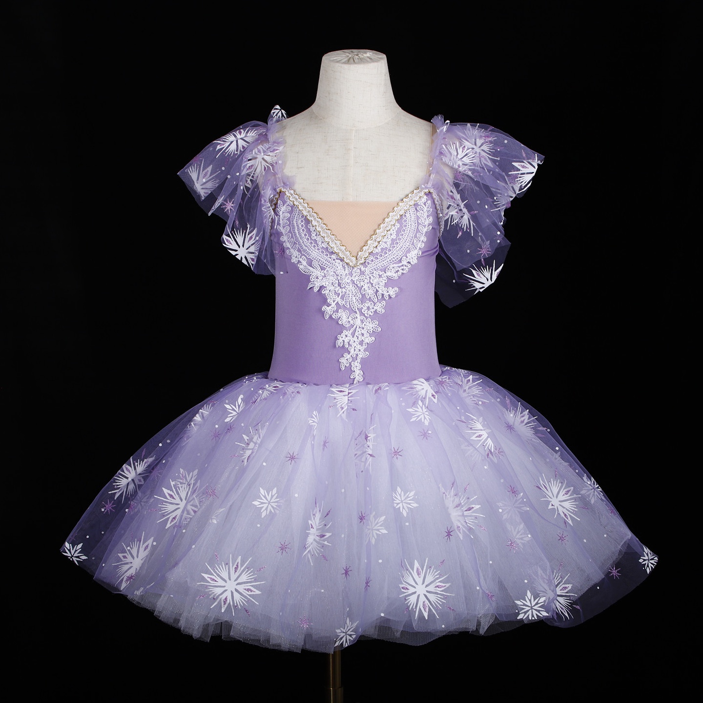 跨境新款女童礼服公主裙雪花连衣裙甜美蓬蓬走秀演出礼服裙舞蹈裙