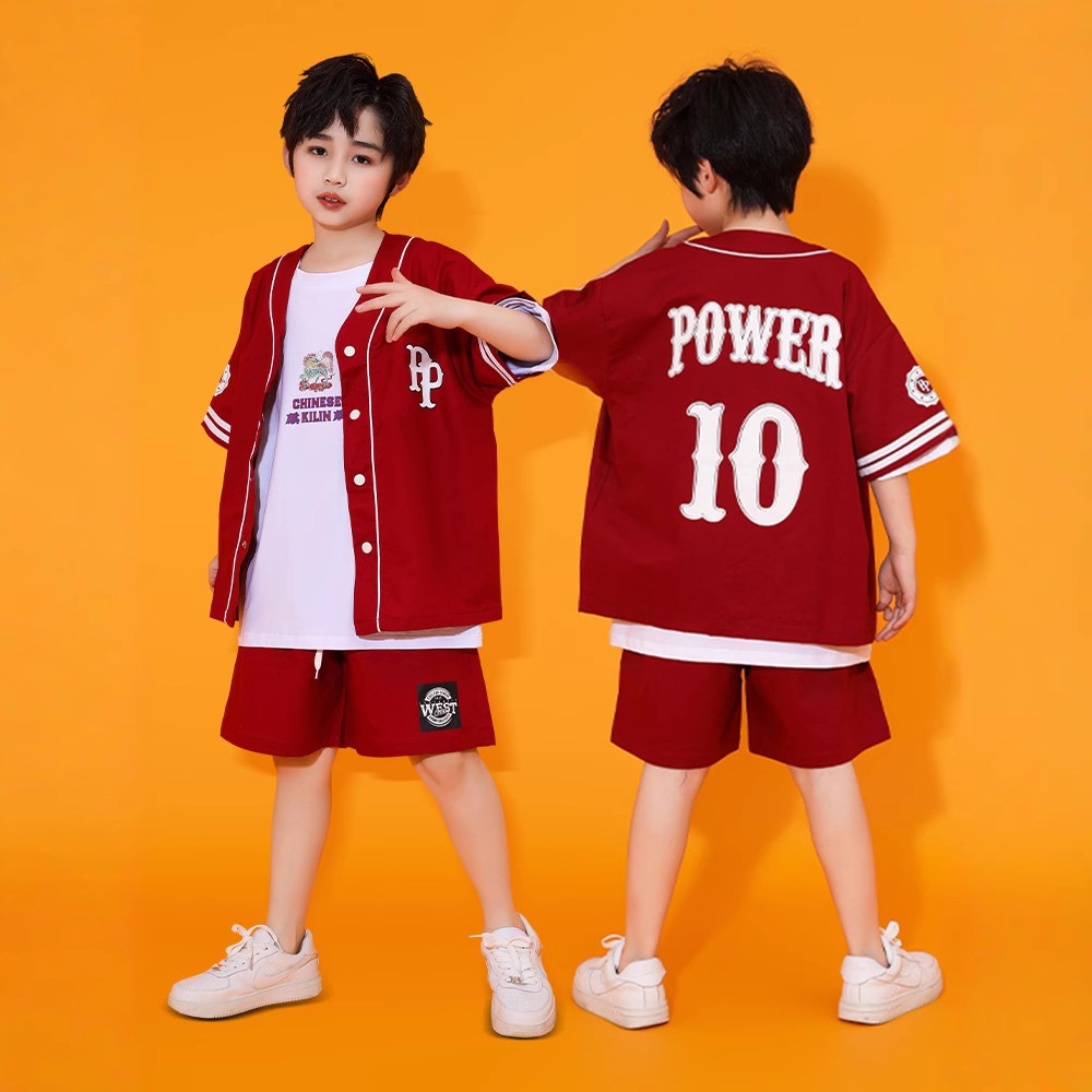 六一儿童节少儿棒球服街舞套装hiphop男童女童嘻哈表演潮服