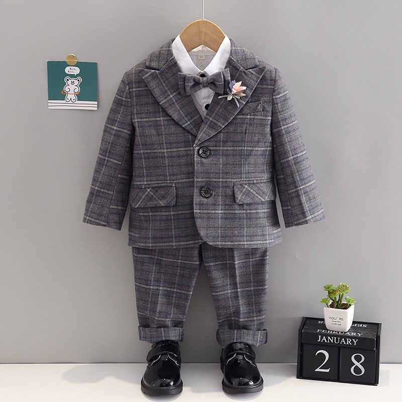 儿童西装礼服秋冬套装花童婚礼服宝宝周岁生日西服男童演出表演服