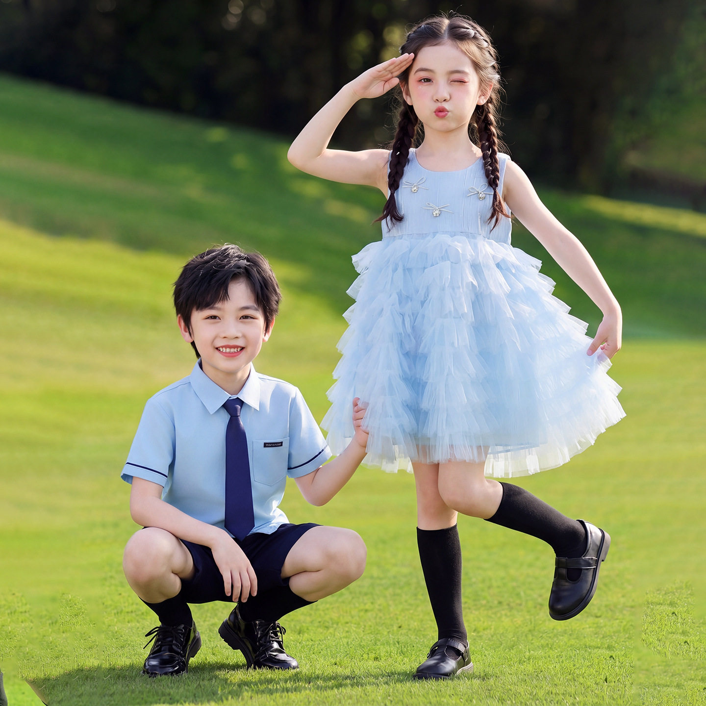 六一儿童表演服小学生诗歌朗诵合唱舞台演出服夏季儿童毕业照班服