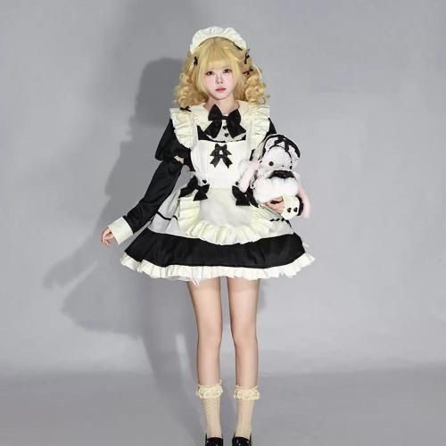 女仆可爱洛丽塔女佣连衣裙cosplay动漫服装万圣节表演服黑白款