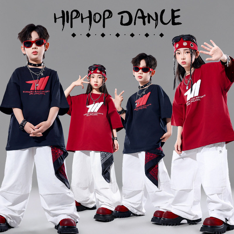 街舞儿童潮服酷帅少儿hiphop架子鼓表演服装嘻哈风炸街演出服男童图片