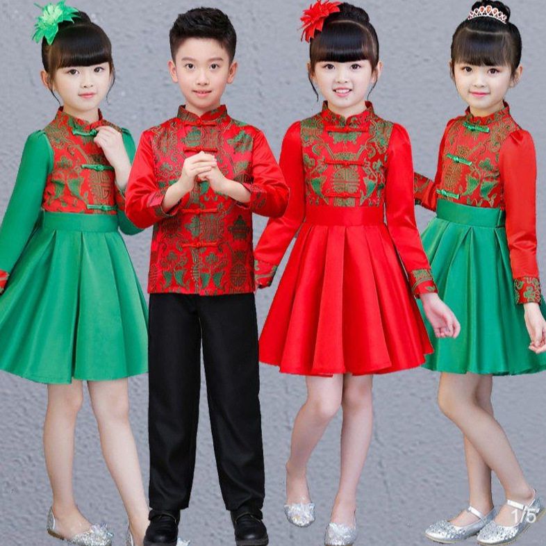 歌唱我的祖国儿童大合唱演出服男女童小学生朗诵舞蹈服红歌表演服