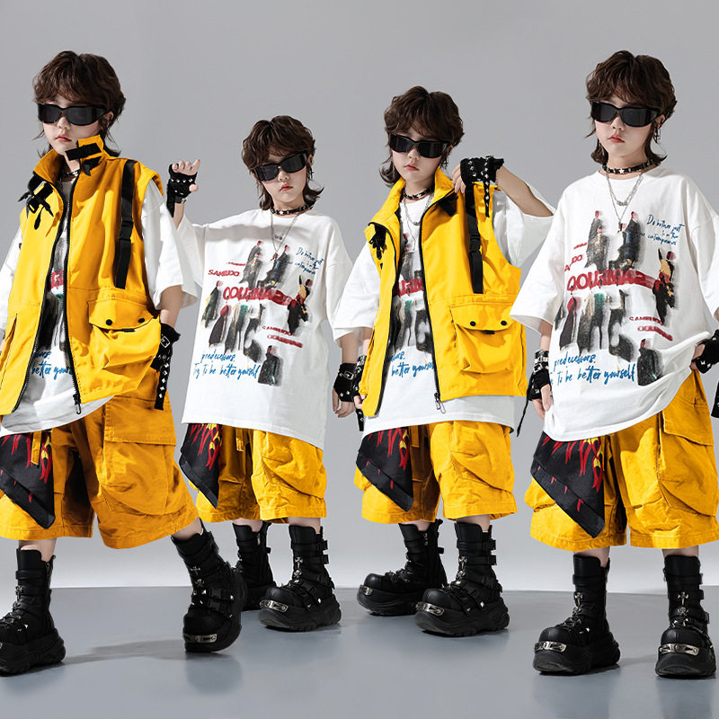 儿童街舞潮服嘻哈hiphop男童爵士舞演出服女童走秀潮酷表演服装