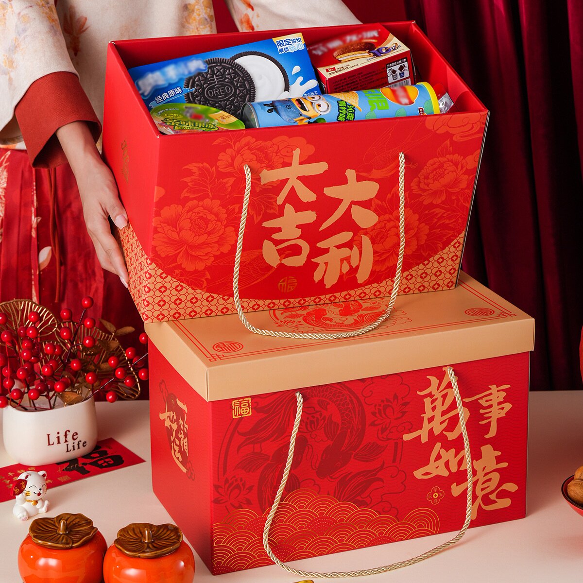 新年大吉大利礼盒马年春节坚果特产年货大礼包礼品高档超大盒推荐
