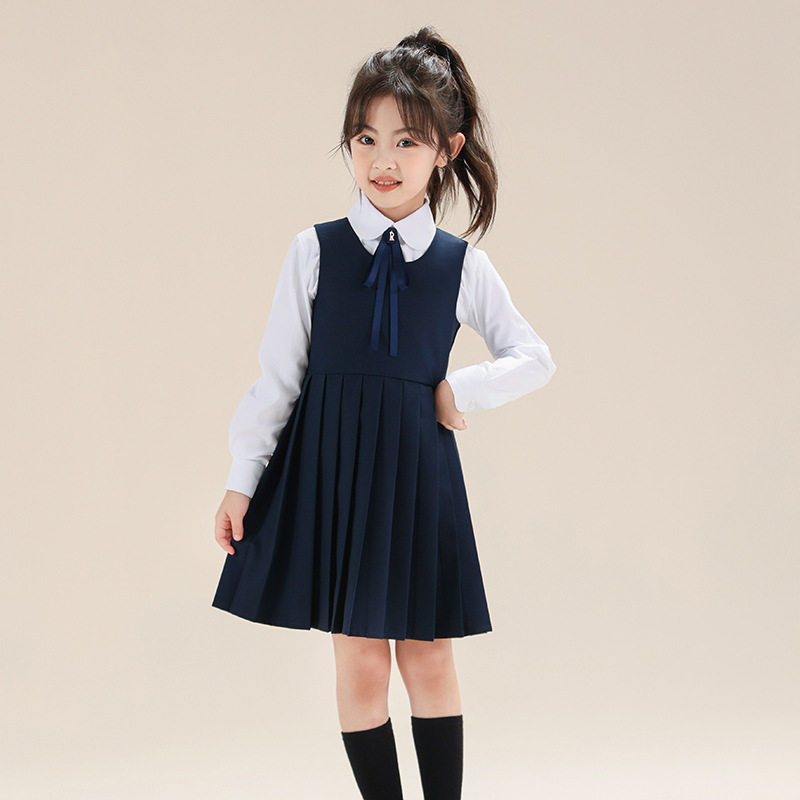 女童连衣裙套装儿童学院风背心裙百褶裙中大童演出表演服JK裙子
