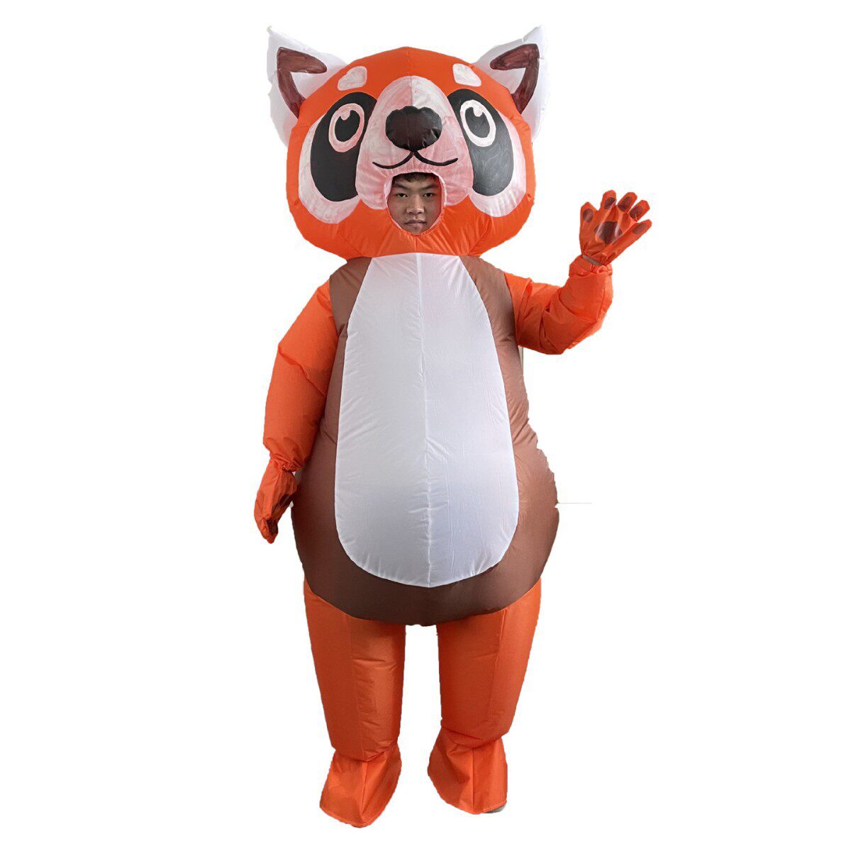 跨境万圣节熊猫动物装扮人偶卡通聚会舞台服装橙色露脸熊猫充气服