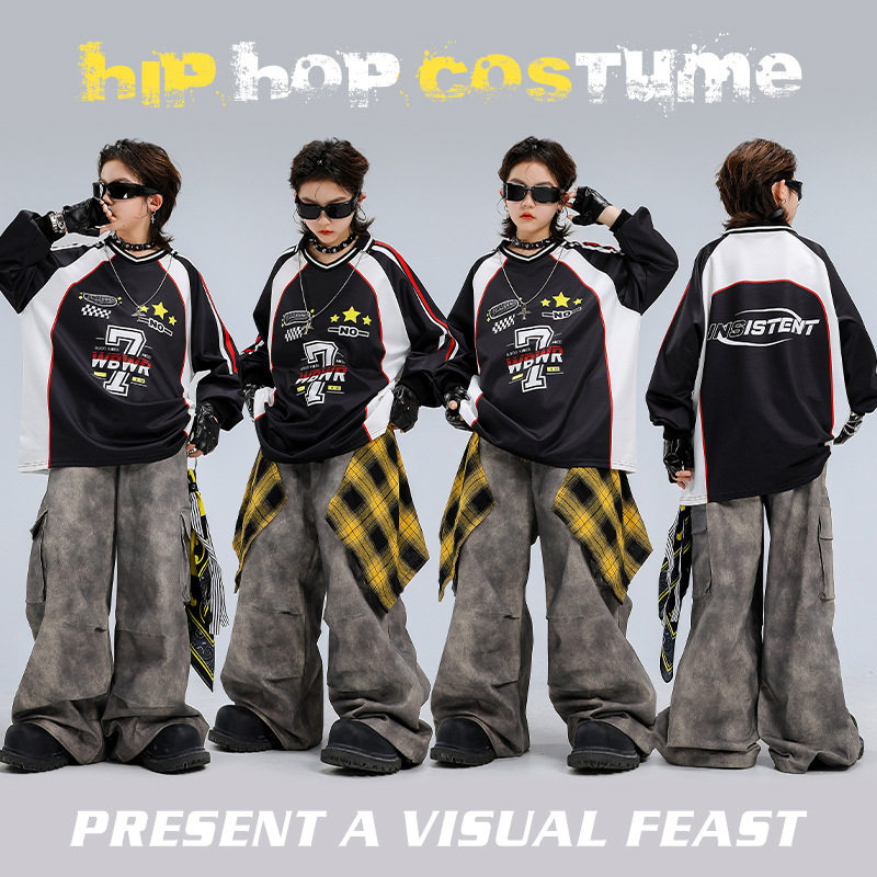 男童街舞潮装嘻哈儿童潮服7号走秀表演服装男孩hiphop元旦演出服