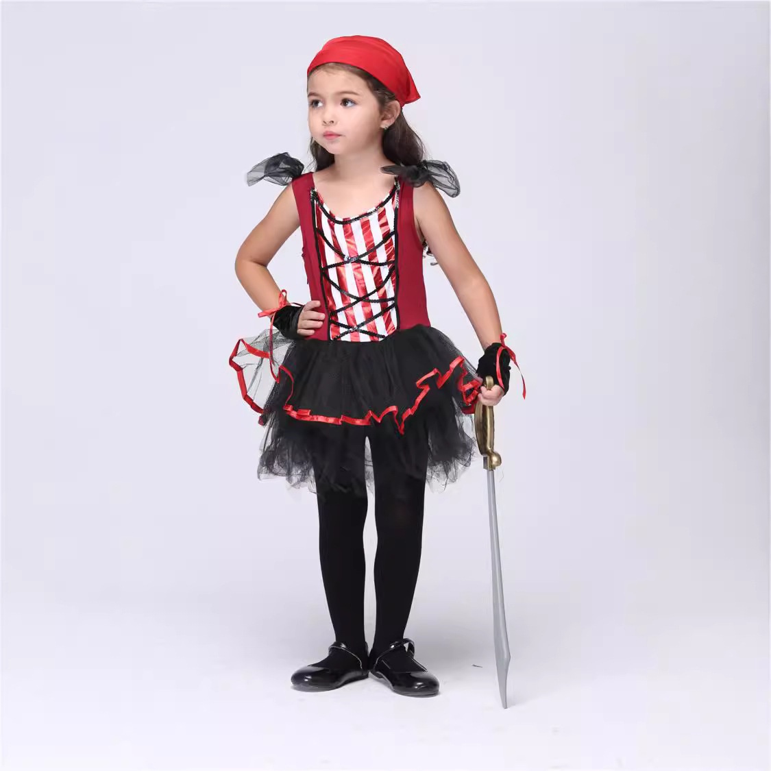万圣节女童演出服裙子套装 cosplay角色扮演加勒比海盗童装舞蹈服