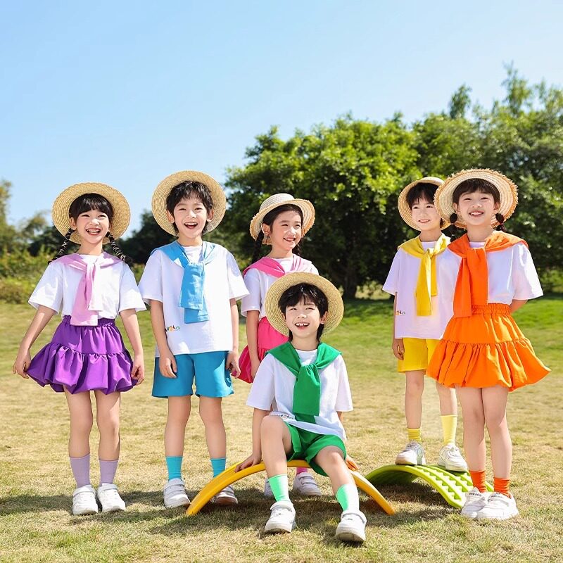 儿童六一演出服糖果色幼儿园园服夏装小学生运动会毕业照表演服装