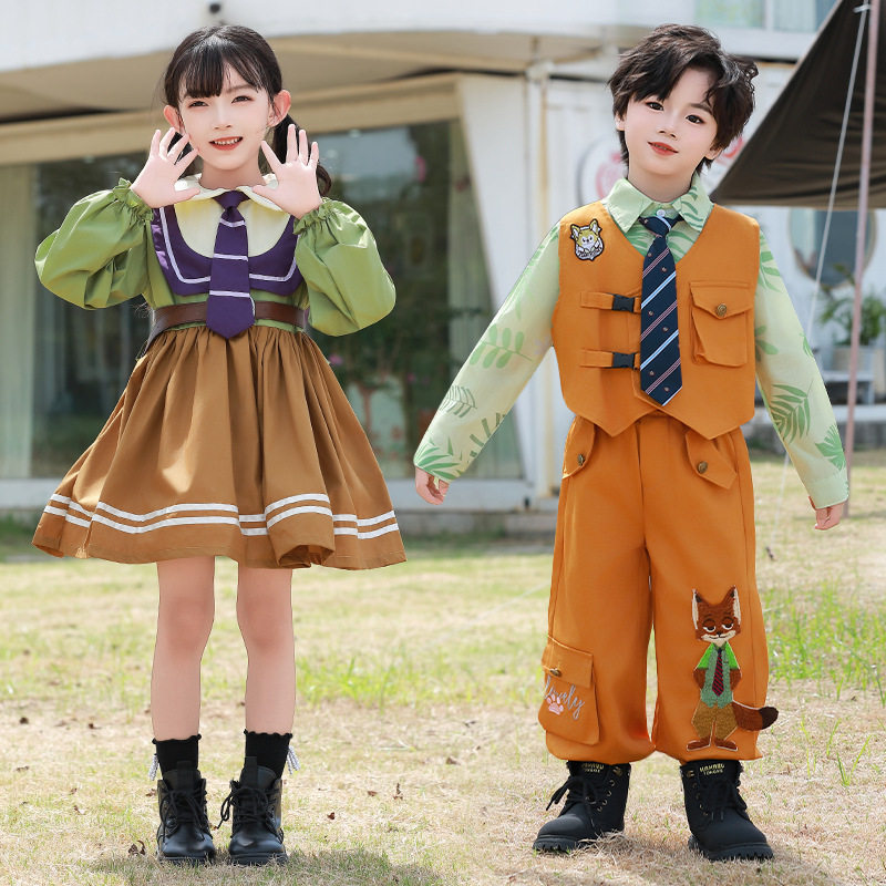 男童女孩cos服装新款儿童朱迪尼克狐狸女童宝宝表演服时髦洋气装