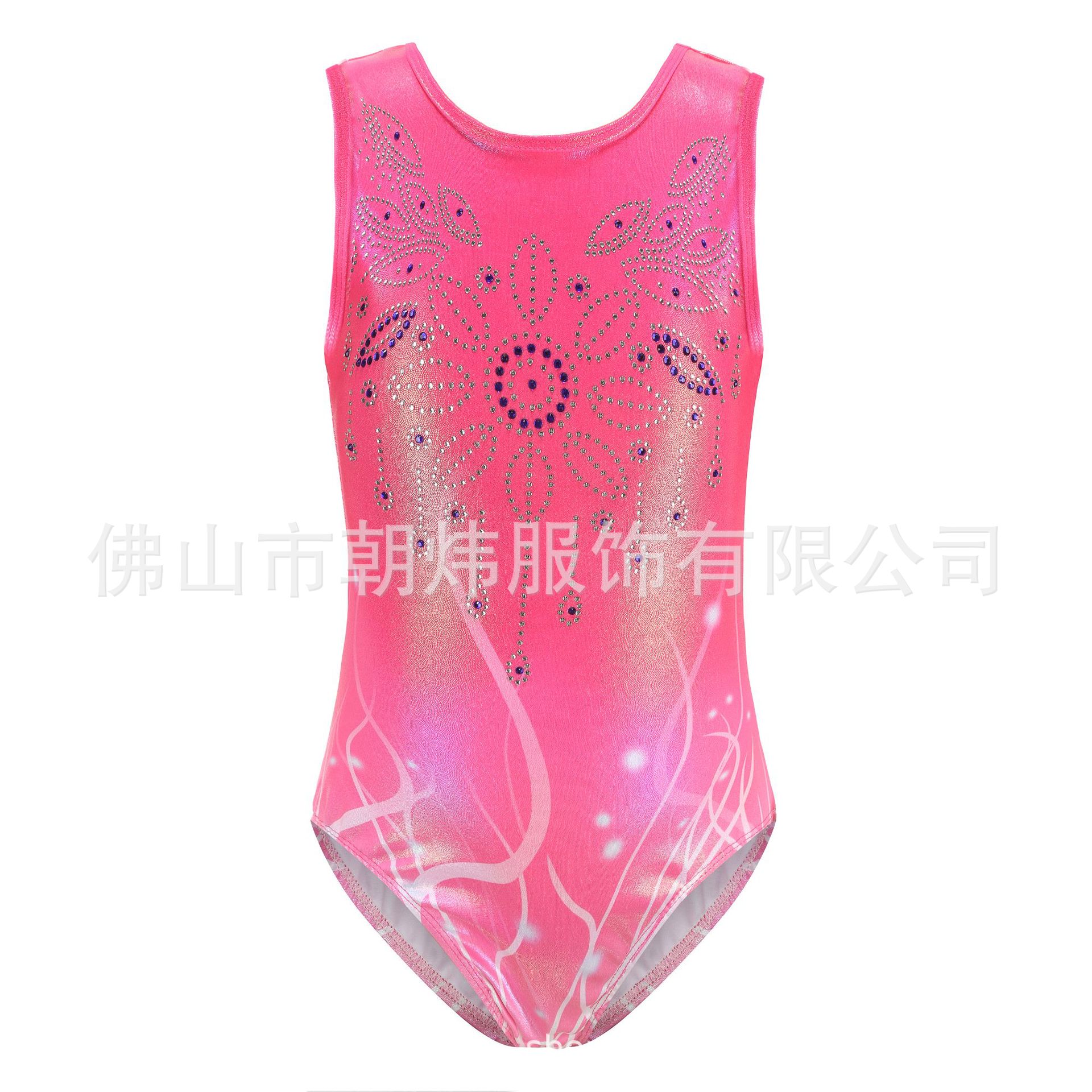 舞蹈服儿童体操服套装加钻体操服儿童舞蹈服短裤头花表演服紧身衣