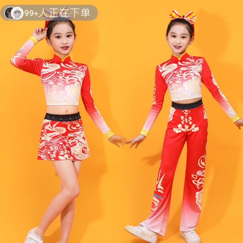 啦啦队服装女儿童演出服啦啦操舞蹈竞技比赛服运动会健美操表