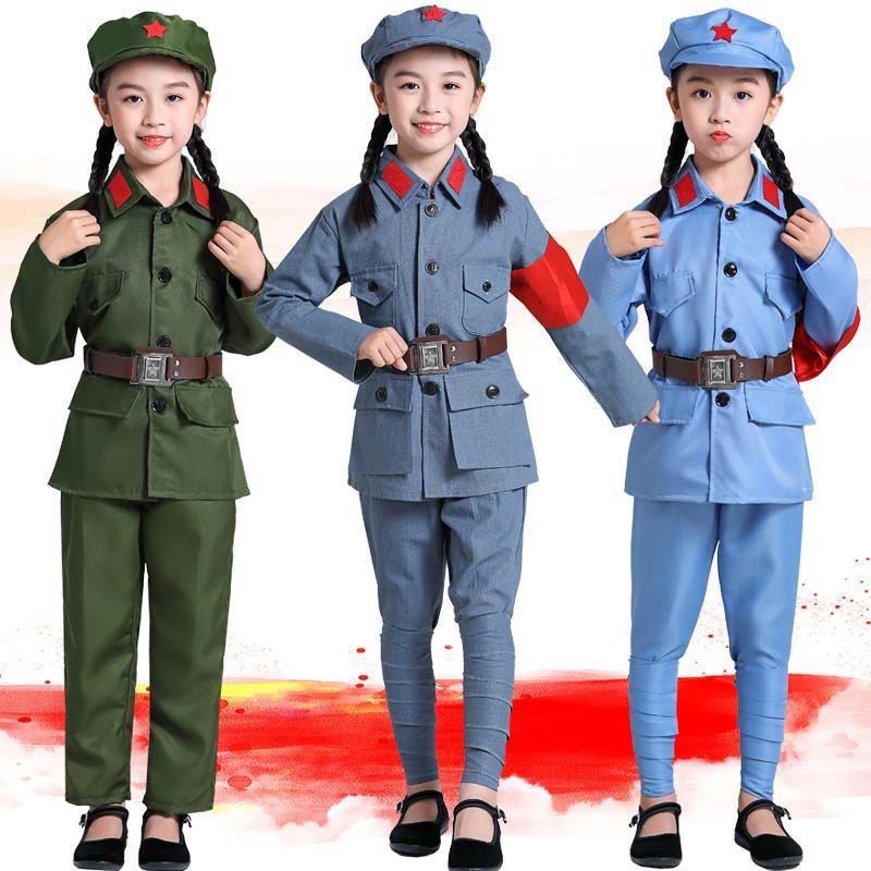 红军演出服儿童军装小红军衣服新四军八路军合唱服表演服红星闪闪