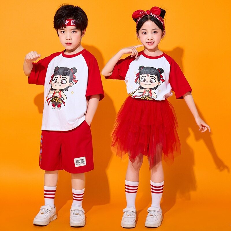 六一儿童啦啦队演出服小学生哪咤儿童服装幼儿园舞蹈表演cos衣服