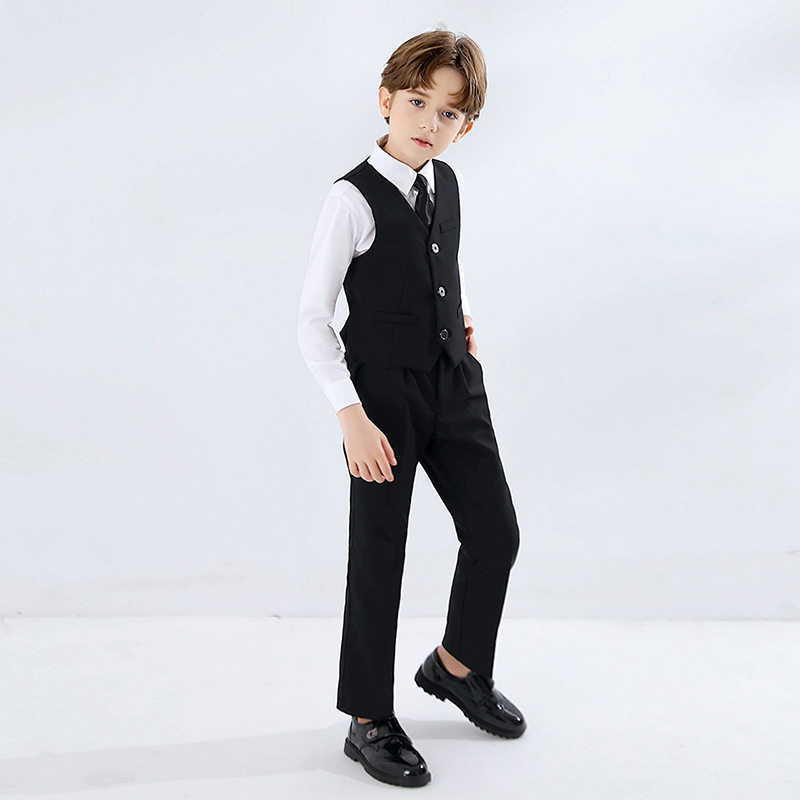 儿童礼服男童花童马甲套装钢琴表演演出服男孩西装小主持人西服