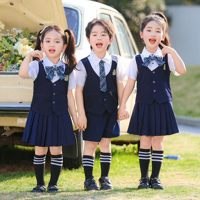 小学生校服夏季新款英伦风假两件幼儿园园服毕业照班服61合唱服