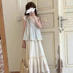 新款 女童寶寶韓版 洋氣裙套裝 中大童夏季 上衣半身裙 洋氣無袖
