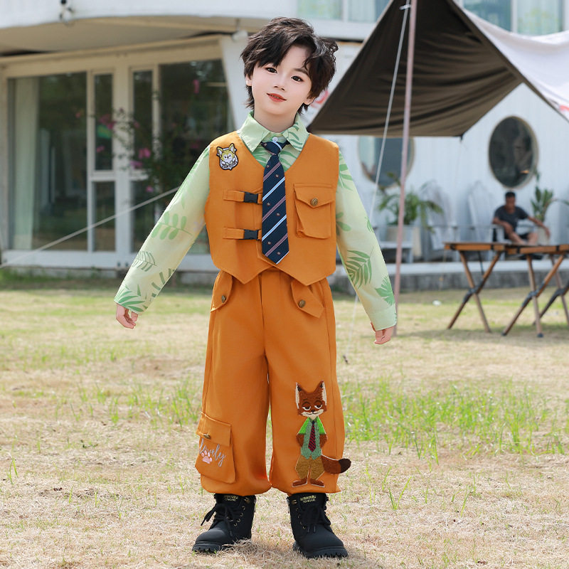 男童女孩春秋款cos服装2026新款儿童朱迪尼克狐狸女童宝宝表演服6