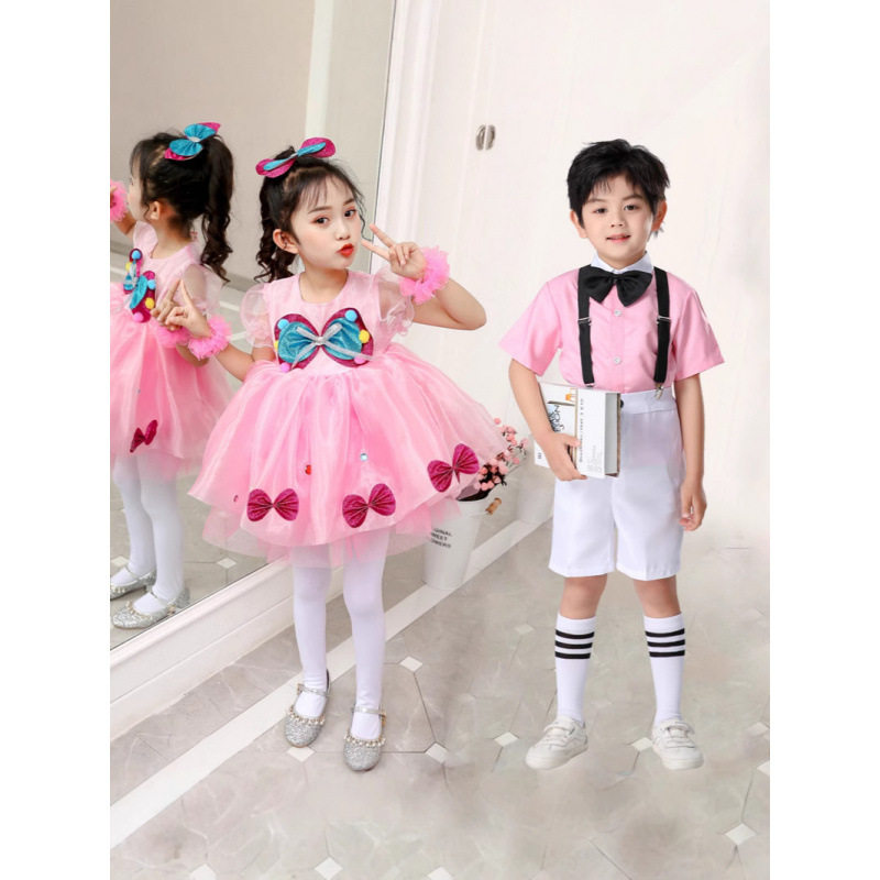 六一儿童演出服幼儿园舞蹈服女童蓬蓬纱裙可爱娃蝴蝶连衣裙表演服