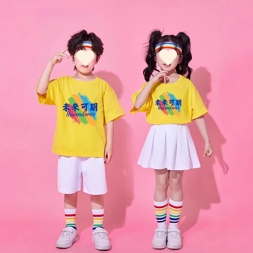 儿童演出服糖果色幼儿园舞蹈表演服装小学生毕业照啦啦队班服走秀
