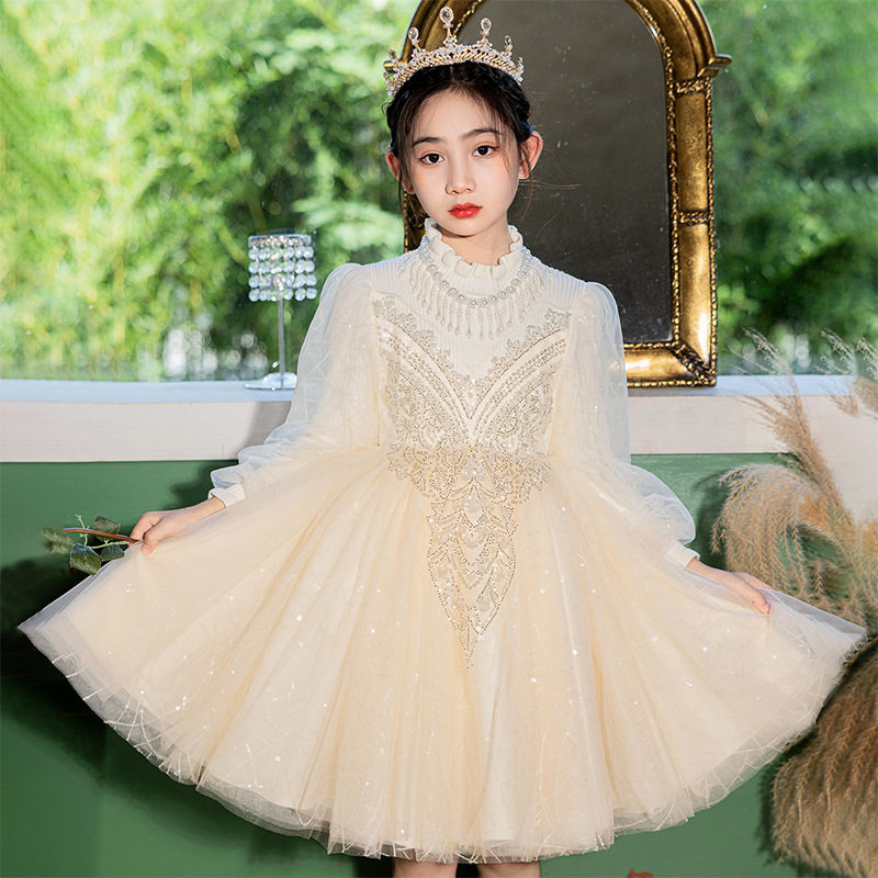 女童礼服轻奢小众高端钢琴演出儿童婚礼走秀小女孩生日表演服秋冬
