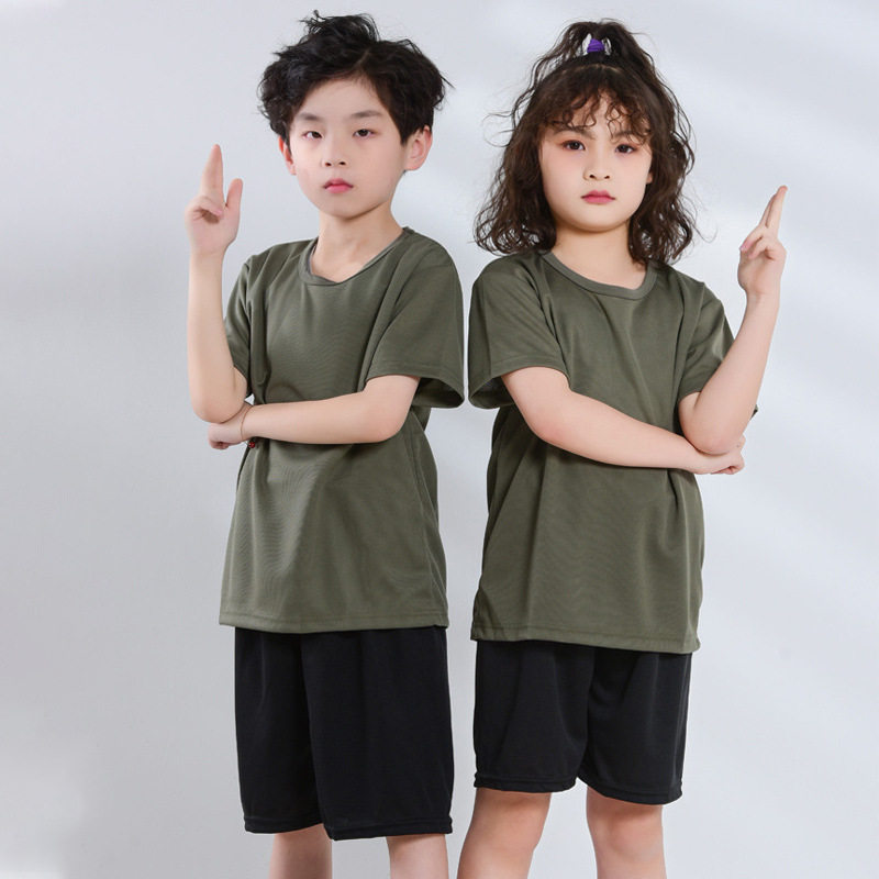 中小学生夏令营户外训练背心T恤儿童迷彩体能服套装男女童表演服