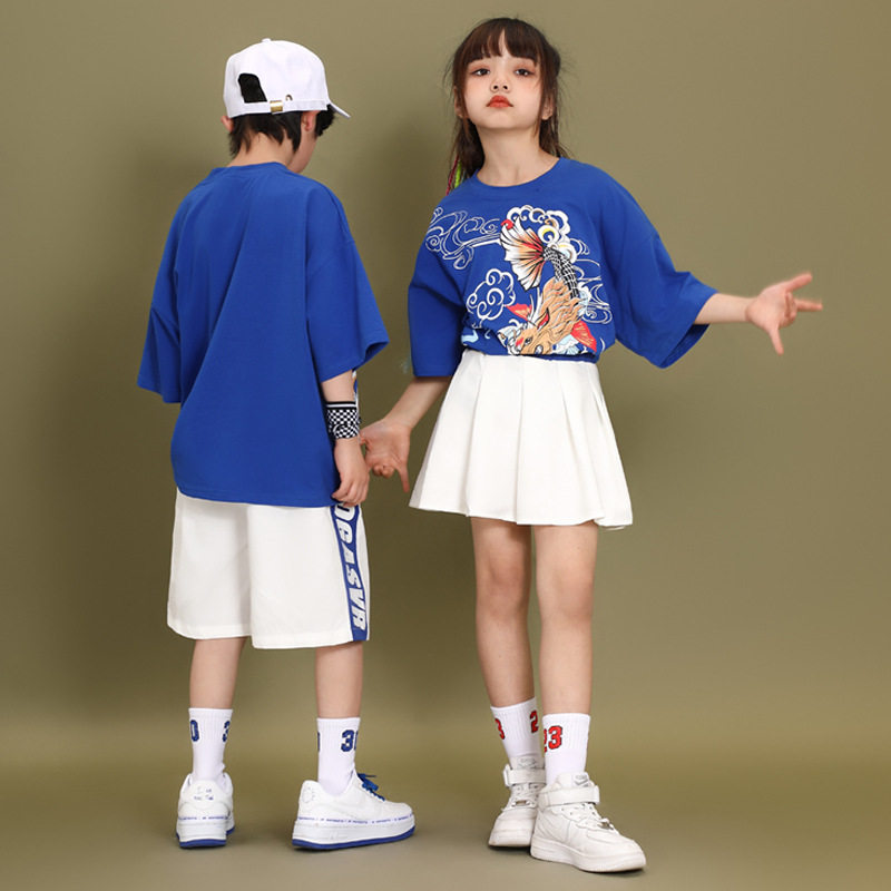 六一儿童演出服啦啦队舞蹈服套装男童嘻哈街舞服装女童爵士