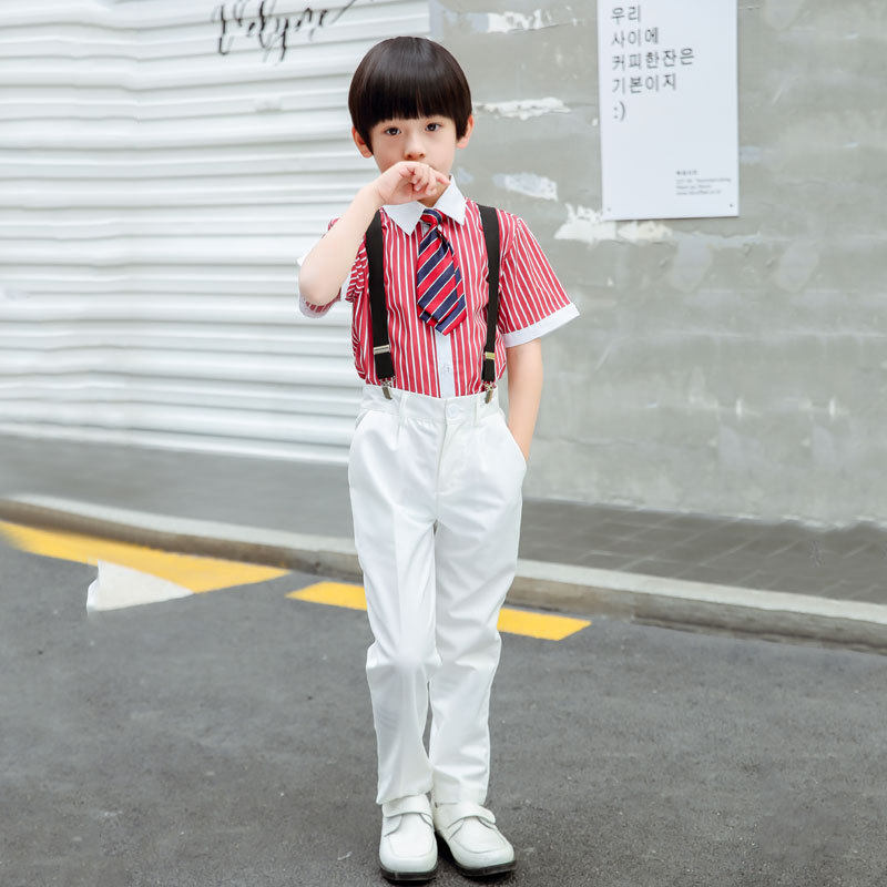 新品园服小学生校服儿童表演演出服团体大合唱朗诵背带裤套装