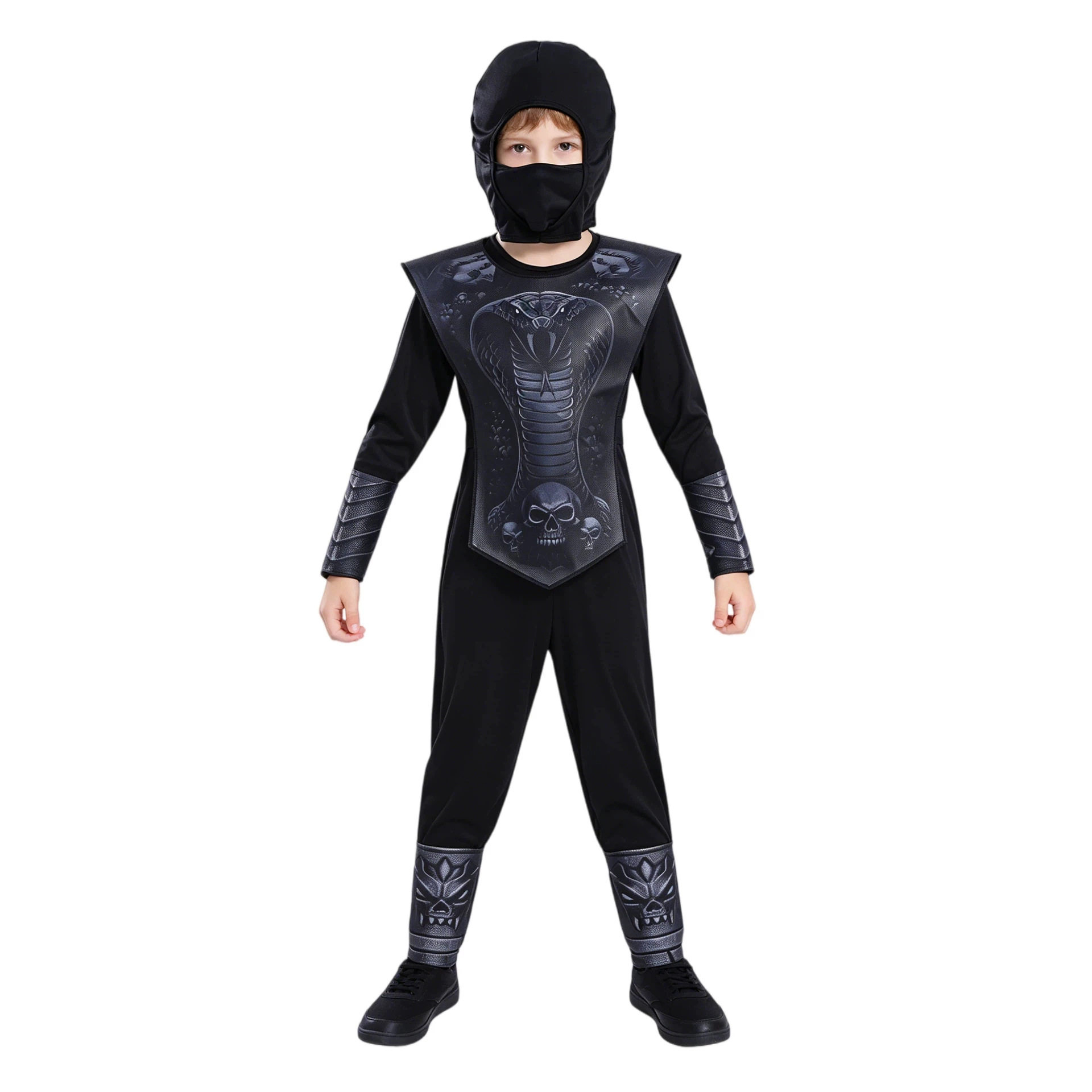 儿童蝰蛇忍者cos服万圣节舞台表演服装男童暗黑忍者角色扮演套装