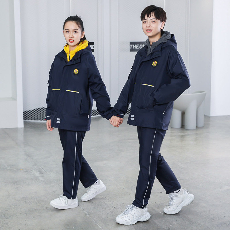 中小学生校服冬季冲锋衣三合一可拆高初中学生班服三件套校园风