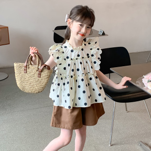 無袖 女童夏裝 小女孩網紅時髦童裝 洋氣兒童夏季 套裝 2025新款