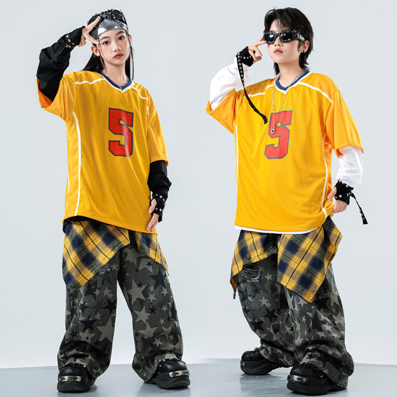 儿童街舞潮服hiphop表演服男童嘻哈酷帅女童爵士舞服装元旦演出服