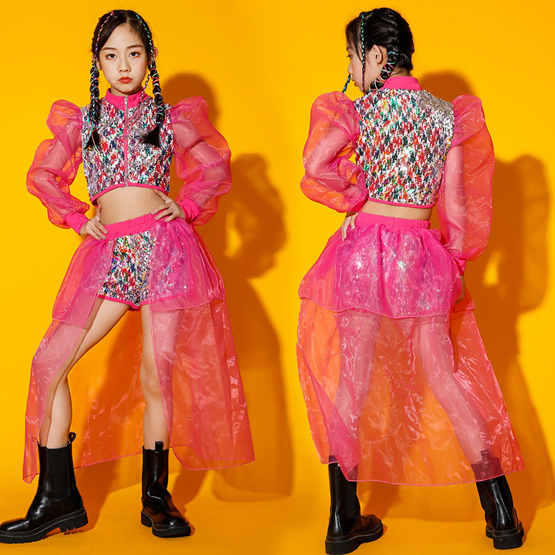 儿童爵士舞服装女童表演出服女孩模特t台走秀舞蹈服网红摄影潮服