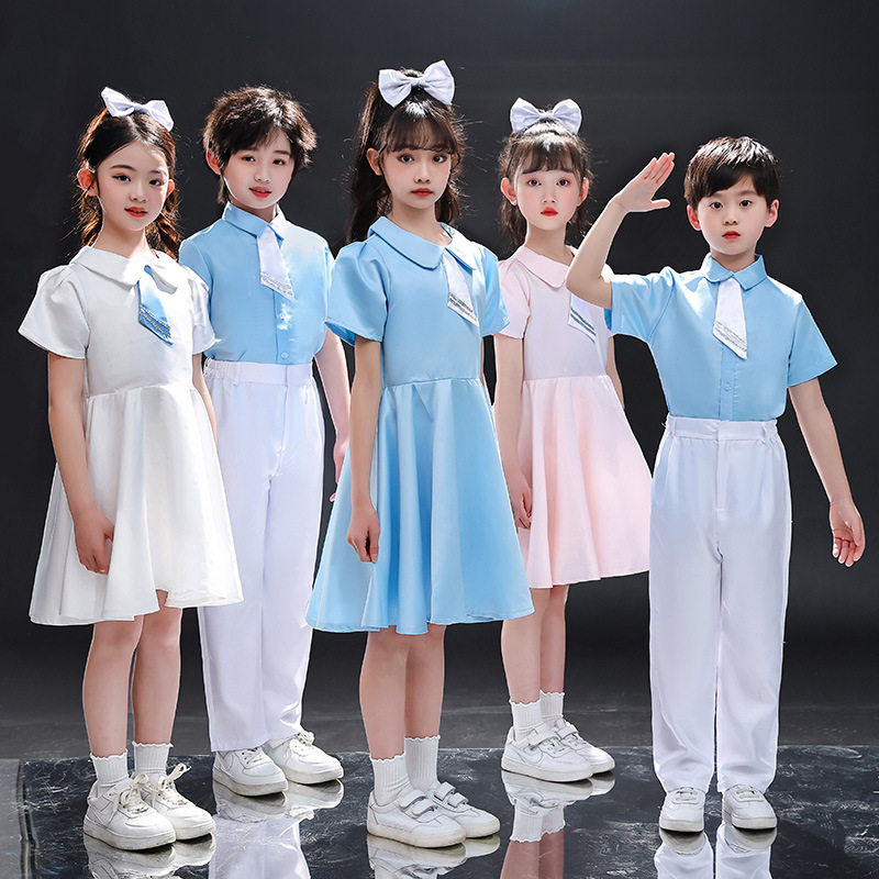 六一儿童团体合唱演出服中学生小学生合唱团表演服装爱国朗诵礼服