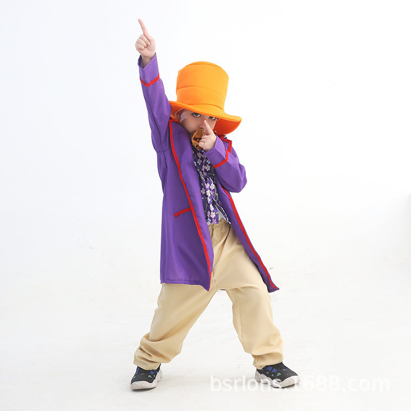 万圣节儿童演出服一件代发查理巧克力工厂威利旺卡cos服装表演服