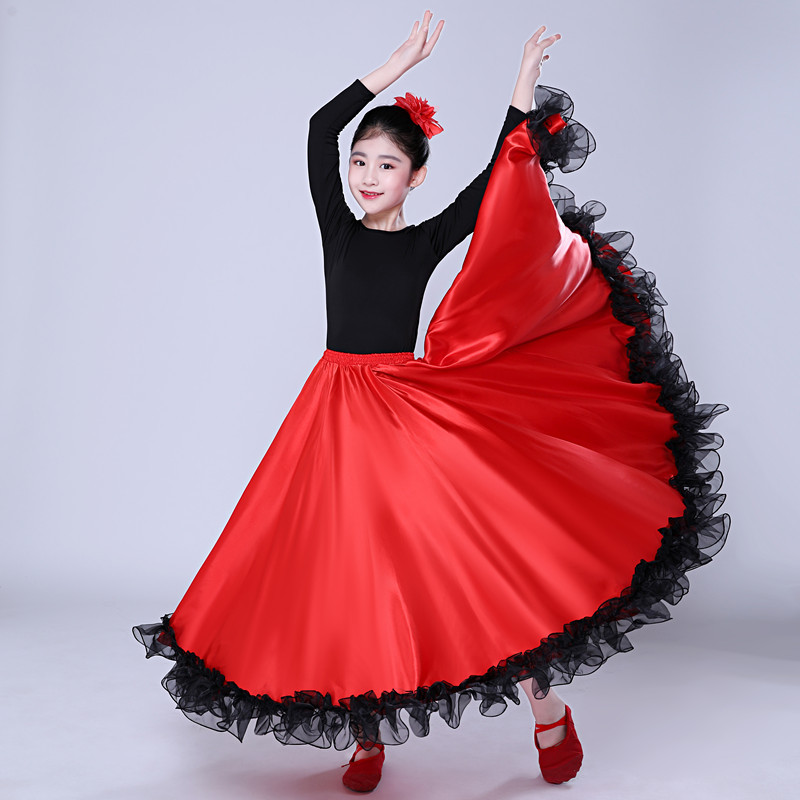 儿童西班牙舞蹈大摆裙演出服斗牛舞半身裙服装舞蹈裙幼儿表演服女
