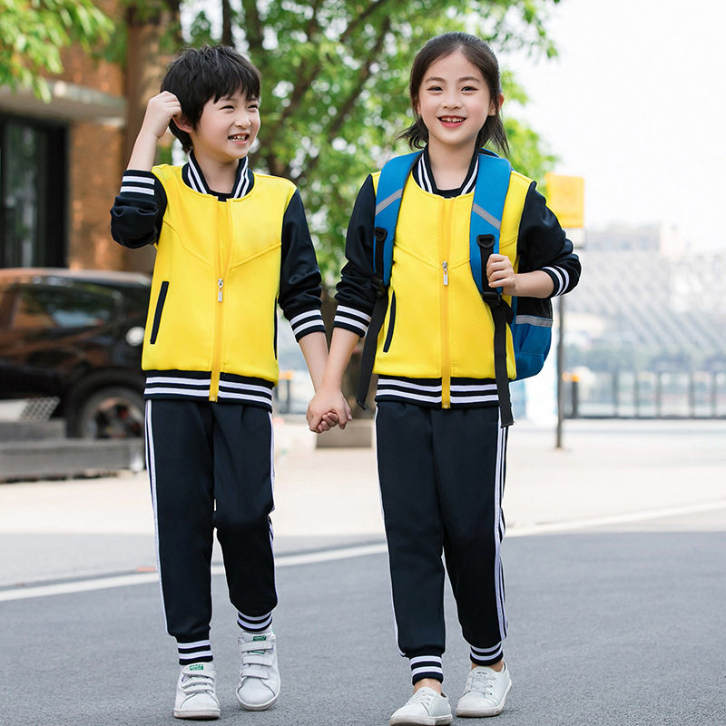 新品幼儿园服春秋季中小学生红色休闲秋款校服夏装班服三件套团购