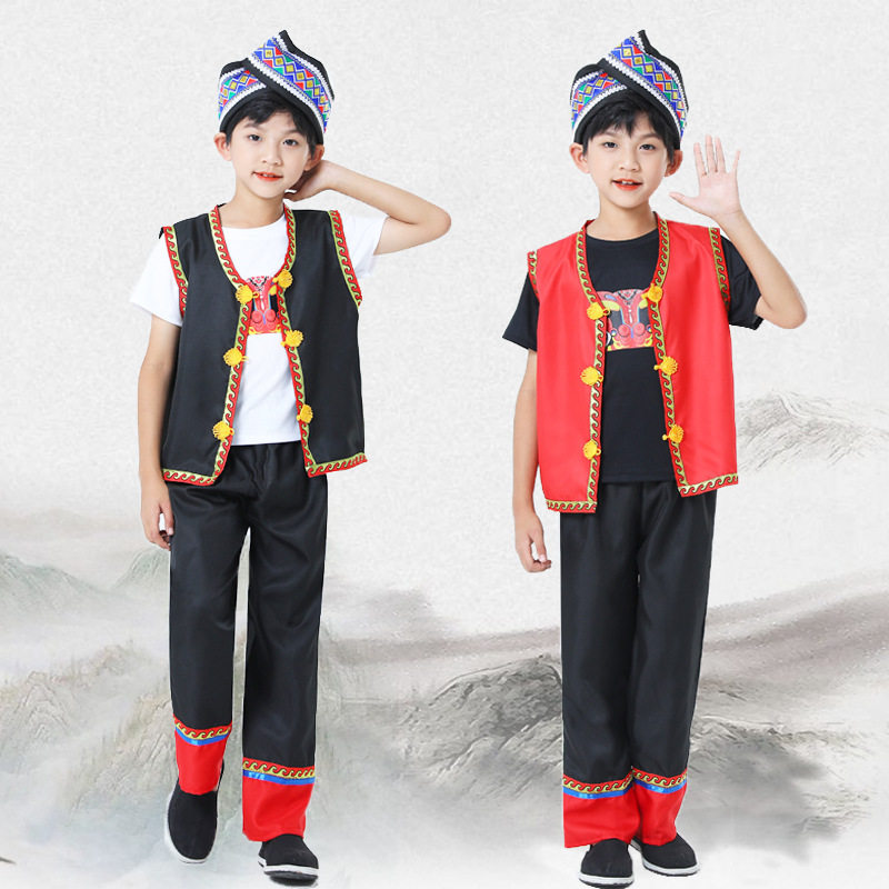少数民族儿童壮族表演服男童苗族土家族傣族舞蹈服葫芦丝表演服装