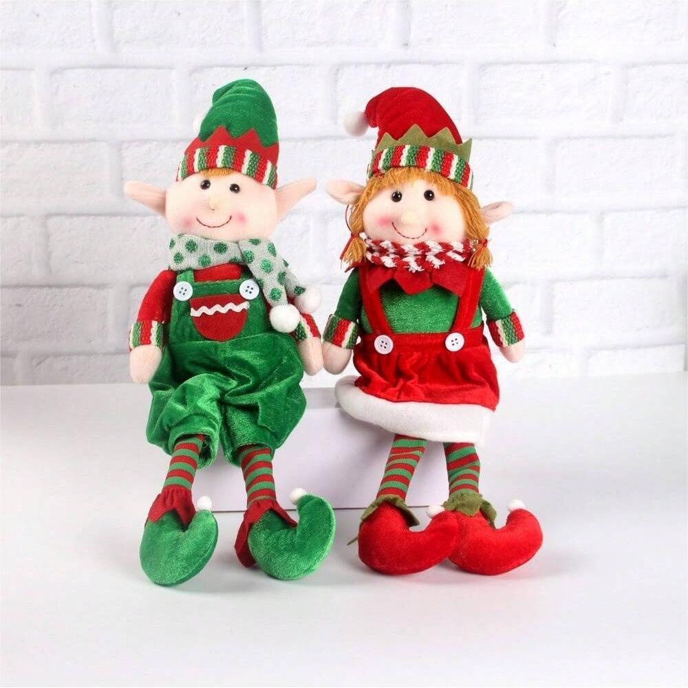 圣诞节新品圣诞挂腿精灵坐姿公仔摆件儿童礼物精灵摆饰sheintemu