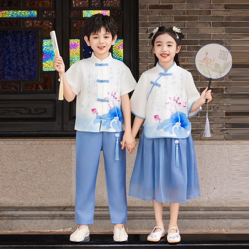 61儿童演出服合唱服汉服荷花中国风小学生朗诵服幼儿园表演服装