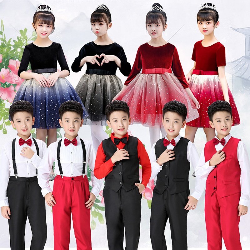 六一儿童大合唱演出服中小学生团体礼服男女童幼儿园诗歌朗诵服装