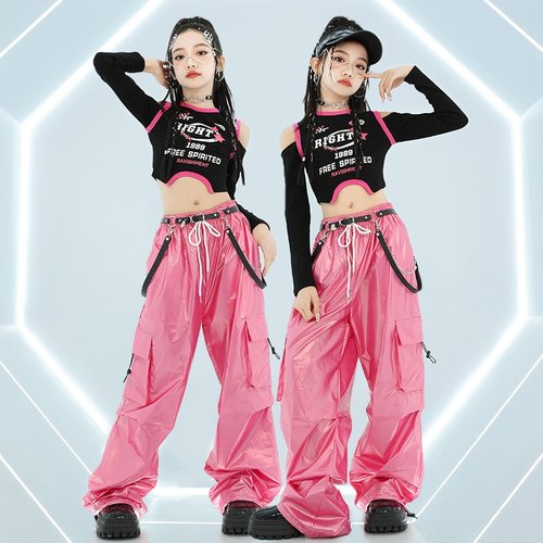 街舞hiphop演出服爵士舞洋气jazz印字服装练功服儿童街舞bboy童装