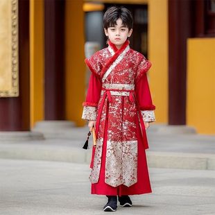 儿童汉服男童冬款古装冬季加厚明制男孩侠客唐装古风套装男演出服