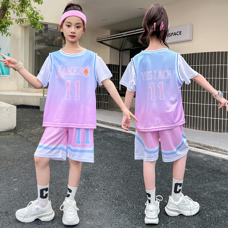 童装儿童篮球服两件套装女孩夏季速干球衣团购表演训练服透气短袖