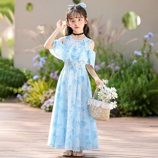 洋氣雪紡裙子兒童夏季 公主裙中大童碎花 連衣裙2025新款 女童夏裝