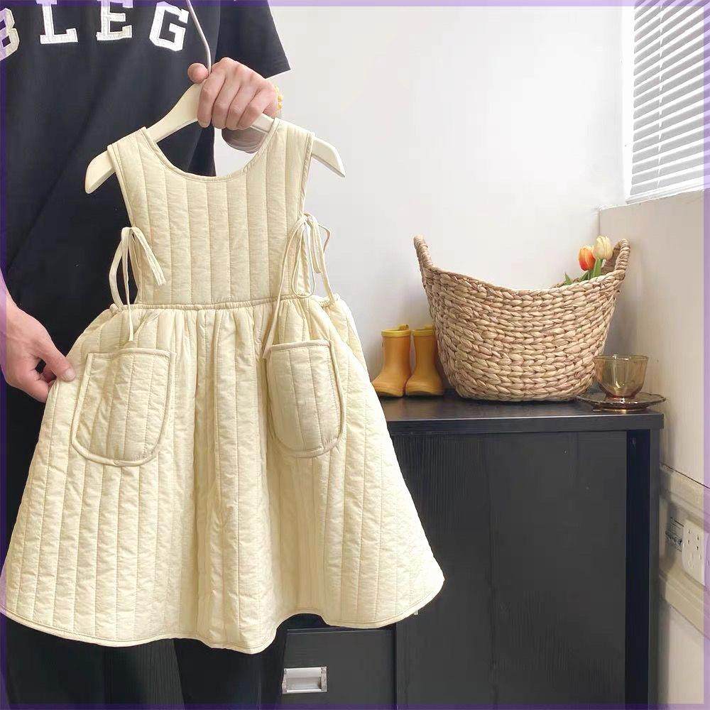 女童背心裙秋冬加厚夹棉马甲裙新款洋气连衣裙儿童宝宝百搭打底裙