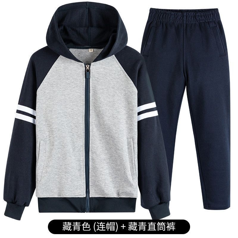 中小学生校服春秋英伦儿童运动套装男女童枣红藏青连帽棒球服套装