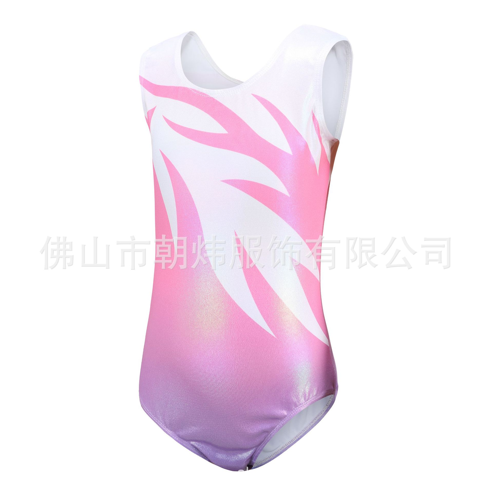 体操服女童烫金体操服儿童舞蹈服表演服紧身衣儿童练功服