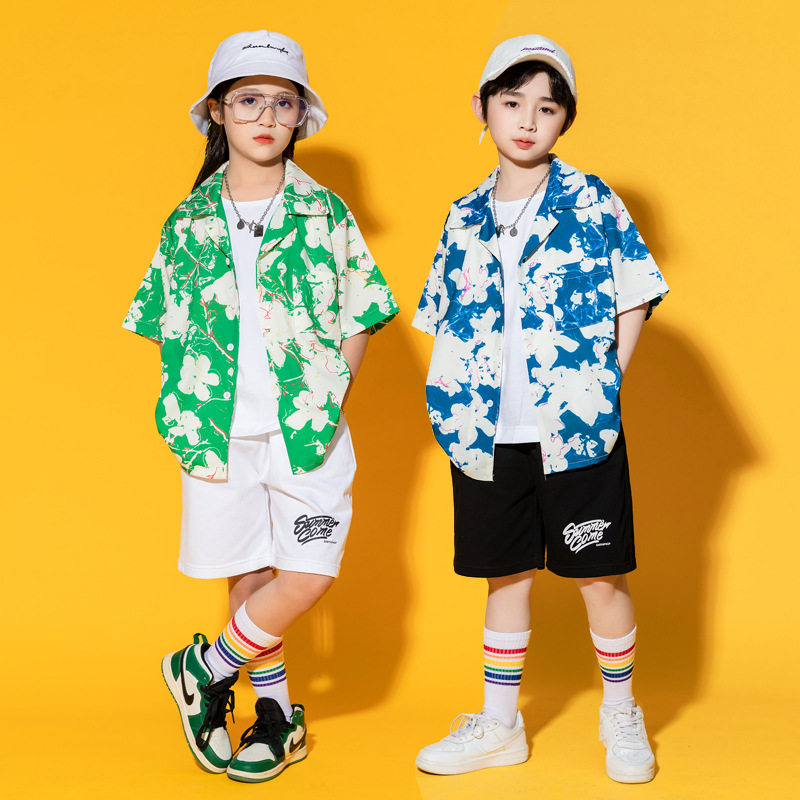 儿童啦啦队服男女嘻哈爵士舞中小学生运动会拉拉操街舞表演服短袖